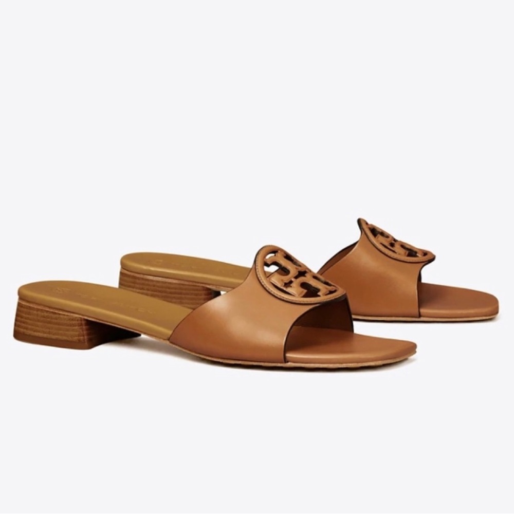 Tory Burch Bombay Miller Slide Calf Leather Caramel Corn Hornet size 8.5